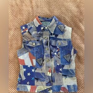 Kids Denim Vest with Star Pattern
